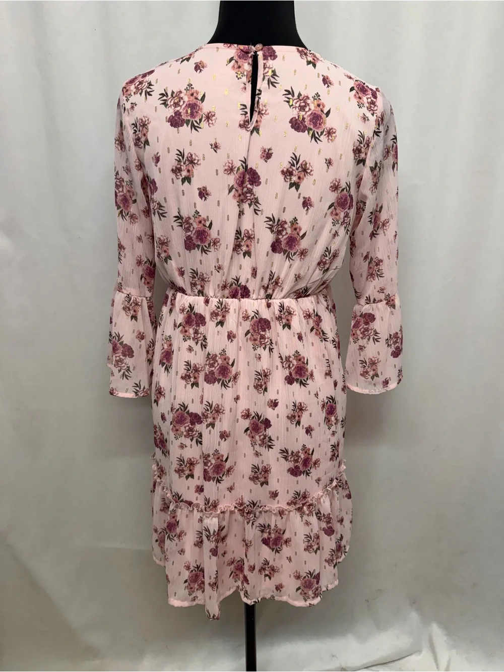 Wonder Nation Girls XXL Pink Floral Bell Sleeve Tiered Ruffle Midi Dress